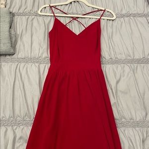 Lulu’s red backless maxi dress
